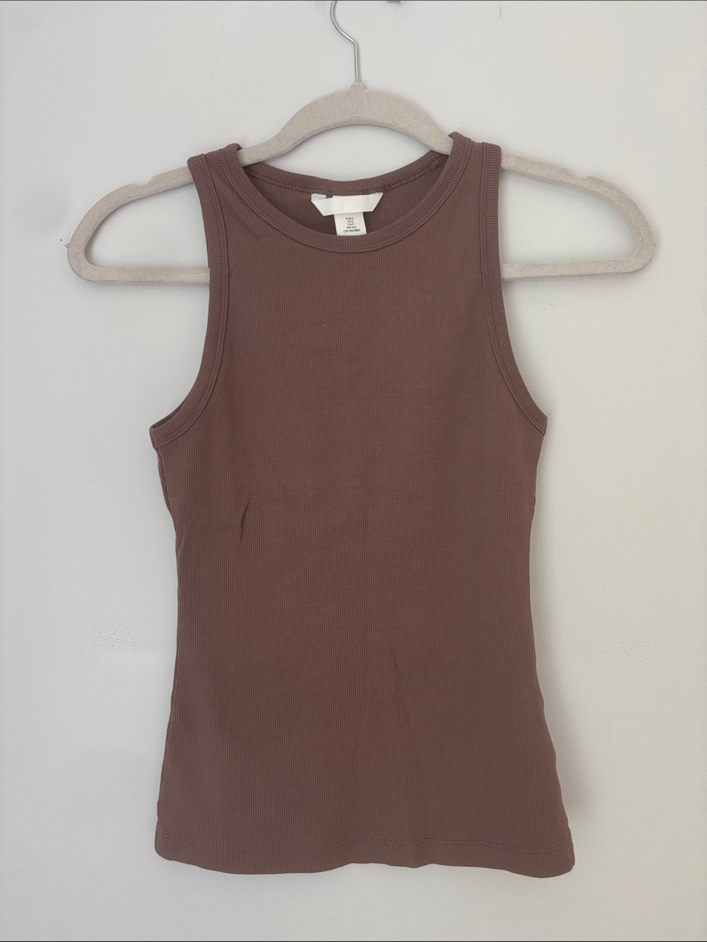H&M Women's Taupe/Mauve High Neck Ribbed Tank Size Small